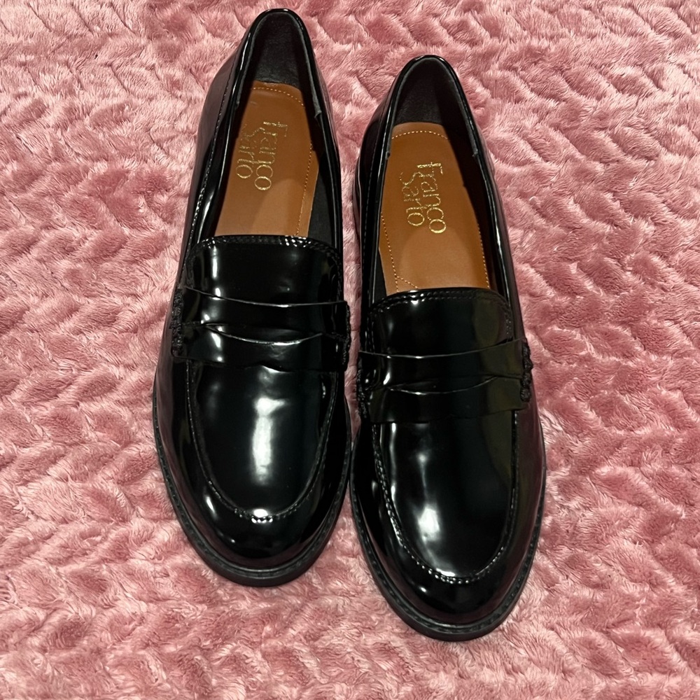 Franco Sarto Glossy Black Loafers